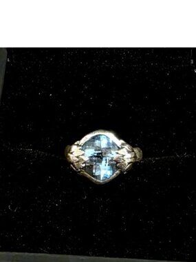 VINTAGE Janice Girardi Ring Sterling Silver BLUE TOPAZ JGD Size 5